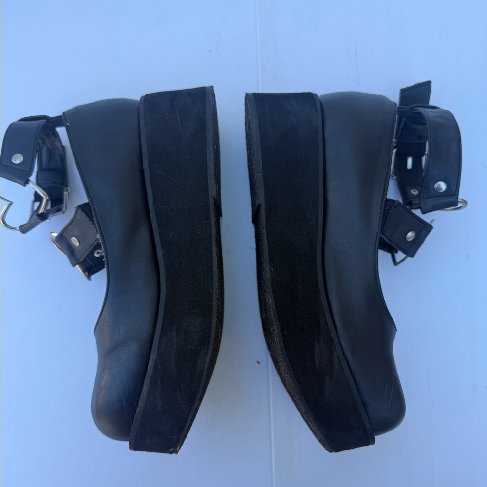Demonia Black Mary Jane Shoes with Heart Buckle - Picture 8 of 12